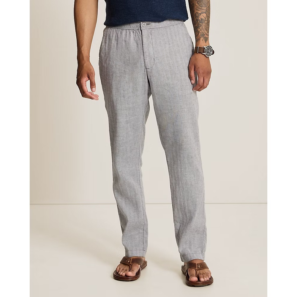 Tommy Bahama Beach Coast Stretch-Linen E-Waist Pants Bala Shark Men Large $138